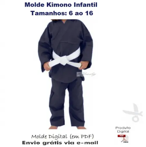 Molde Kimono Infantil Em Pdf 6 a 16 anos #364