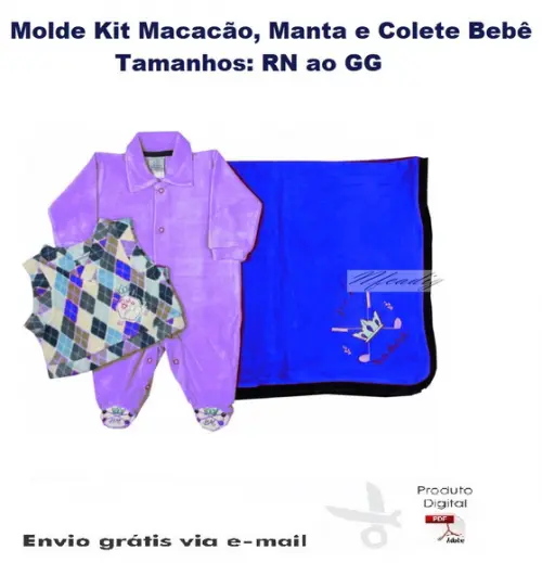 Molde Kit Macacão, Manta e Colete Bebê #168