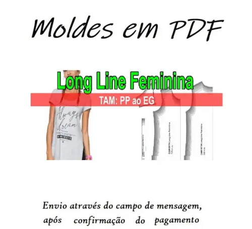 Molde Longline Feminina Decote Grande