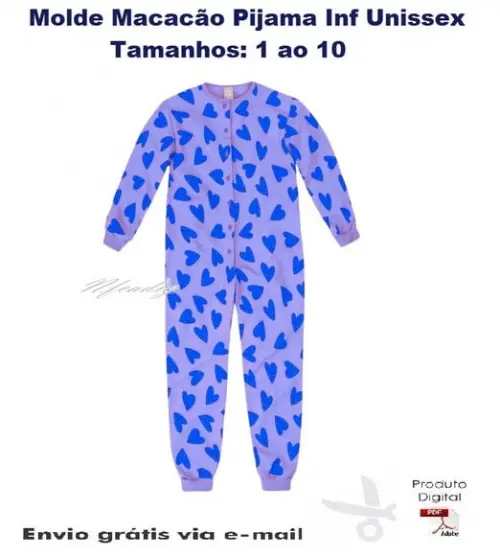 Molde Macacão Pijama Infantil Unissex #259