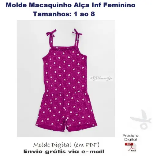 Molde Macaquinho Com Alça Infantil Fem #365