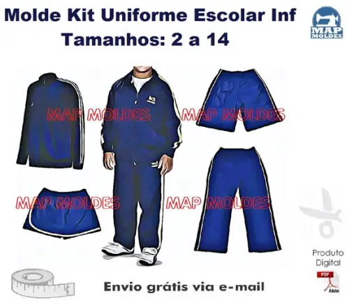 Molde Modelagem 5 Moldes Uniforme Escolar Infantil