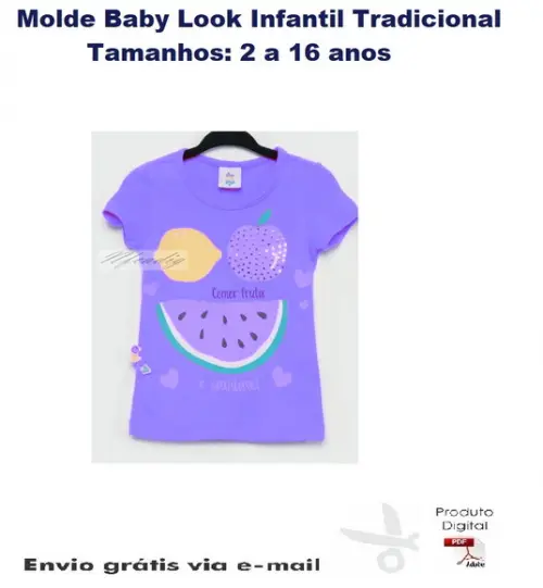 Molde Modelagem Baby Look Infantil Tradicional M. Curta #143