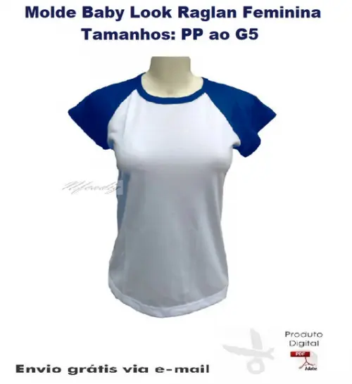Molde Modelagem Baby Look Raglan Fem Pp A Plus Size #159