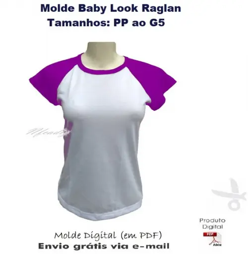 Molde Modelagem Baby Look Raglan (PP ao G5) #314