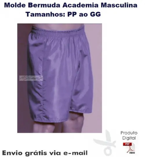 Molde Modelagem Bermuda Academia Masculina Tactel #122