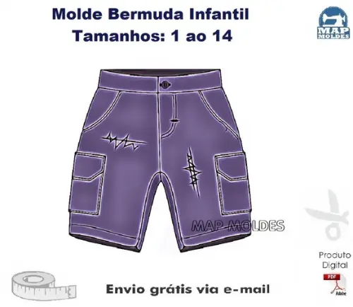 Molde Modelagem Bermuda Infantil com Bolso Faca