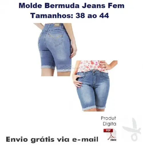 Molde Modelagem Bermuda Jeans Feminina ref 15
