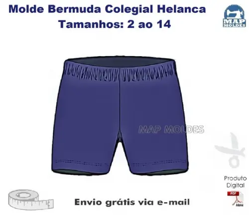 Molde Modelagem Bermuda Helanca Infantil Colegial
