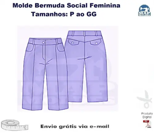 Molde Modelagem Bermuda Social Feminina