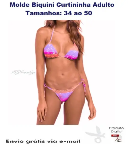 Molde Modelagem Biquini Curtininha Adulto 34 ao 50 #277