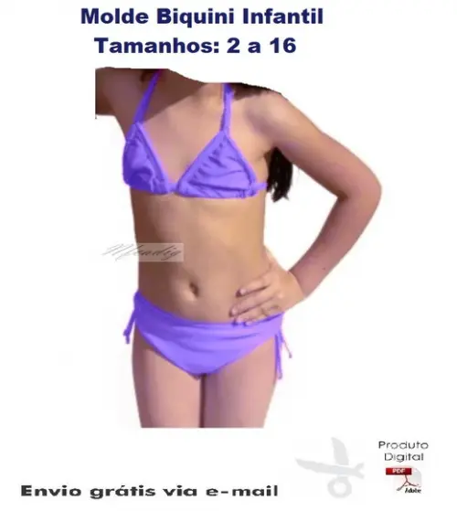 Molde Modelagem Biquini Infantil 2 a 16 anos #275