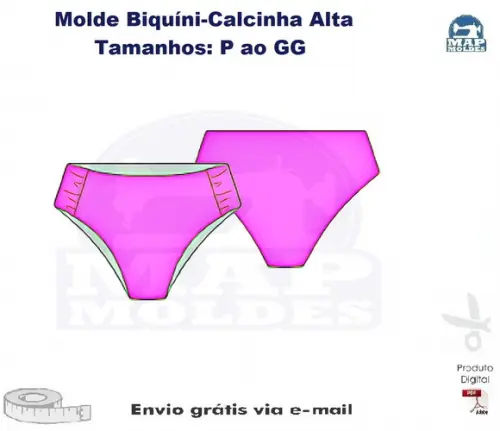 Molde Modelagem Biquíni-Calcinha Alta Det. Franzido
