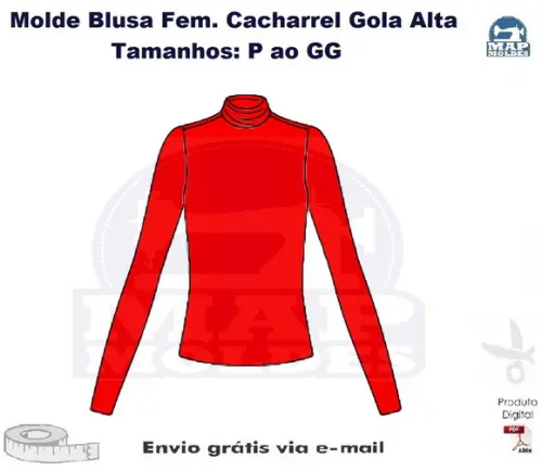 Molde Modelagem Blusa Cacharrel Gola Alta P ao GG