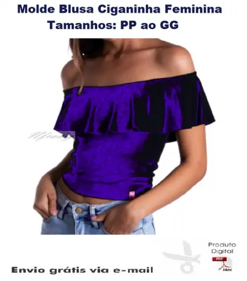 Molde Modelagem Blusa Ciganinha Feminina #178