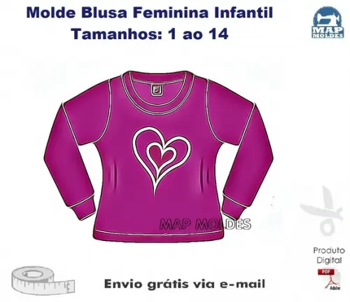 Molde Modelagem Blusa Feminina Infantil