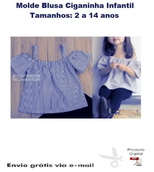 Molde Modelagem Blusinha Blusa Ciganinha Infantil #144