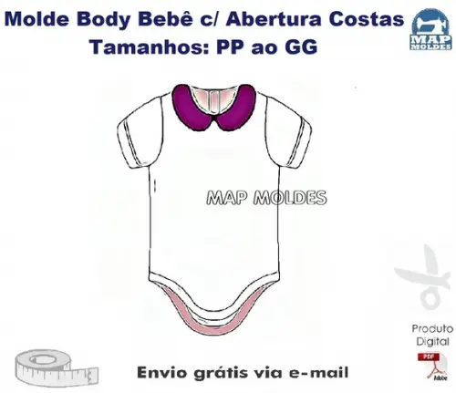 Molde Modelagem Body Bebê com Abertura nas Costas