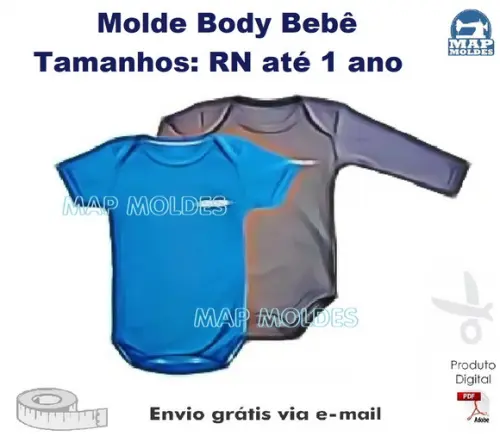 Molde Modelagem Body Bebê com Duas Opções de Manga