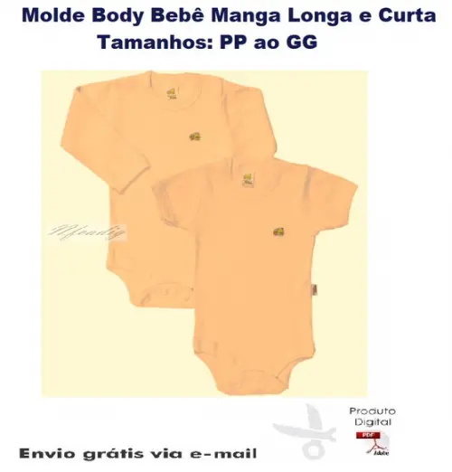 Molde Modelagem Body Bebê Manga Longa e Curta PP ao GG #165