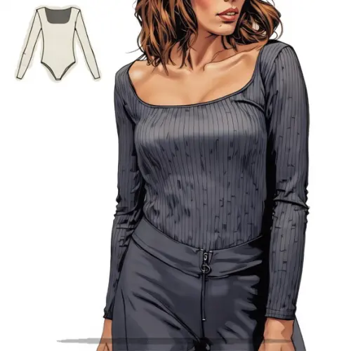 Molde Modelagem Body Manga Longa Decote Quadrado P ao Xxg
