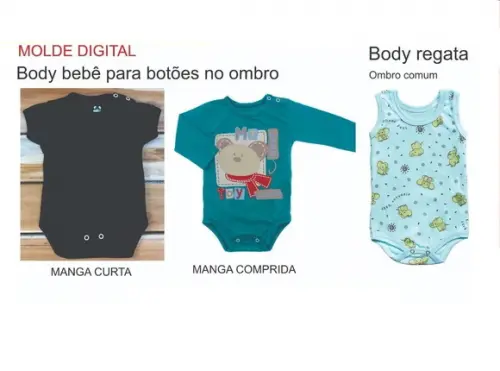 Molde Modelagem Body Regata Básico + Body p/ Botões no Ombro