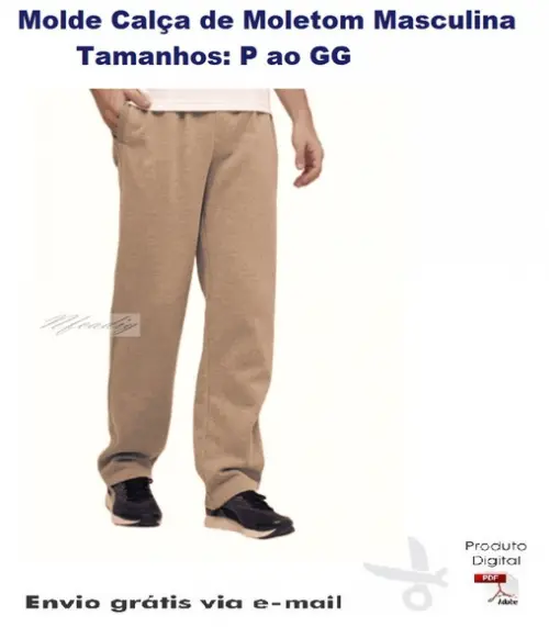 Molde Modelagem Calça de Moletom Masculina P ao GG #199