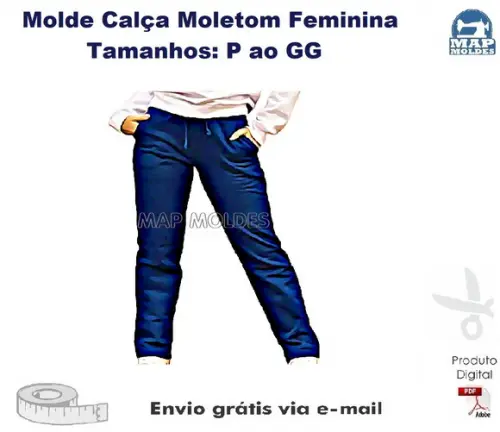 Molde Modelagem Calça Feminina de Moletom