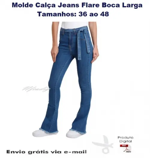 Molde Modelagem Calça Jeans Flare Boca Larga #187