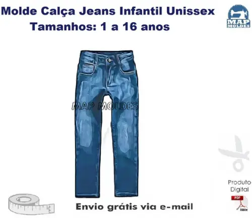 Molde Modelagem Calça Jeans Infantil Unissex