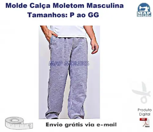 Molde Modelagem Calça Moletom Masculina Adulto