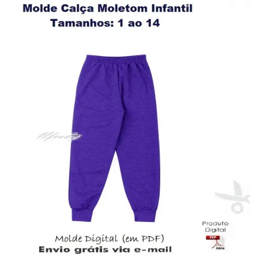 Molde Modelagem Calça Moletom Infantil (1 ao 14) #351