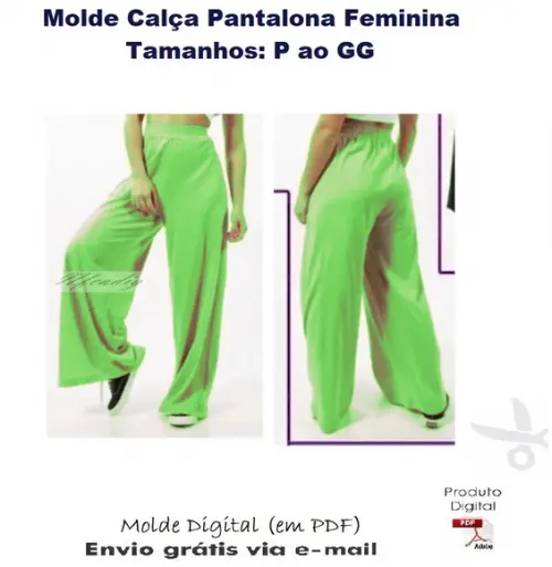 Molde Modelagem Calça Pantalona Feminina #294