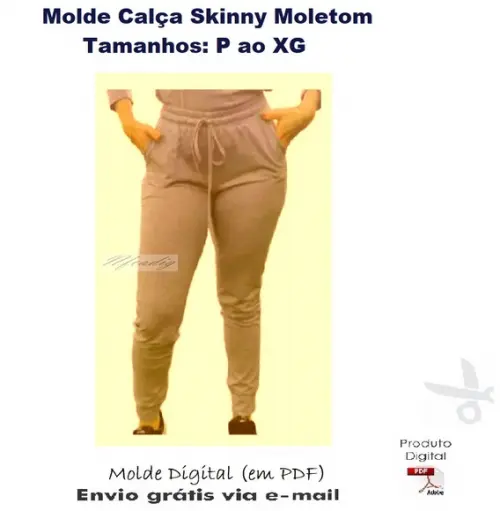 Molde Modelagem Calça Skinny Feminina Moletom Ribana #298