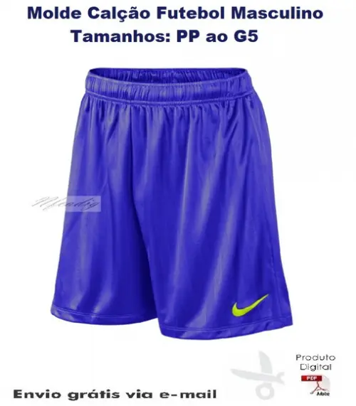 Molde Modelagem Calção Futebol Masculino PP ao G5 #174