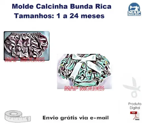 Molde Modelagem Calcinha Bunda Rica Tapa Fralda Bebê