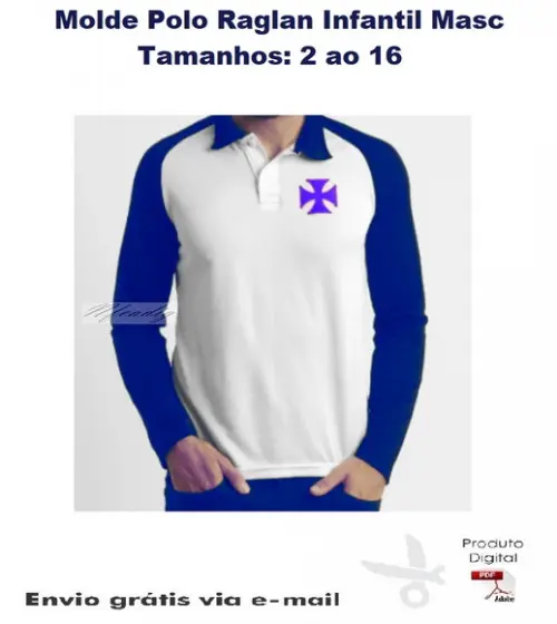 Molde Modelagem Camisa Polo Raglan Manga Longa Inf Masc #213