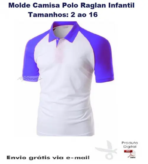 Molde Modelagem Camisa Polo Raglan Infantil Masculino #212