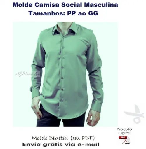 Molde Modelagem Camisa Social Masculina M Longa #383