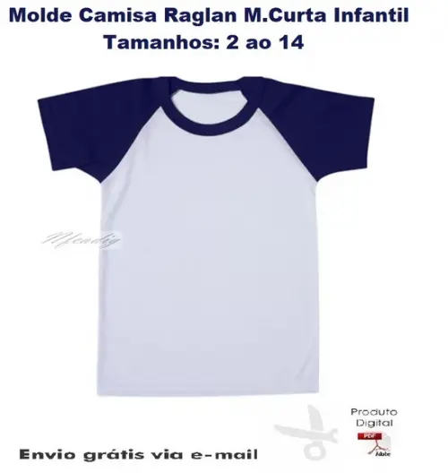 Molde Modelagem Camisa Raglan Manga Curta Inf Masculino #216