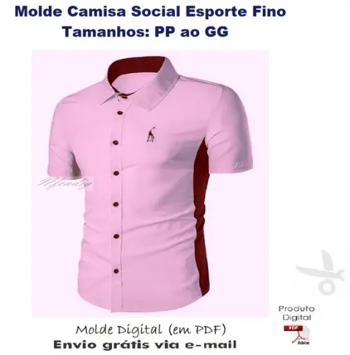 Molde Modelagem Camisa Social Esporte Fino Masculina #382