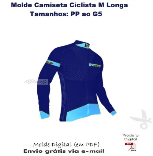 Molde Modelagem Camiseta Ciclista M Longa Pp A G5 #385