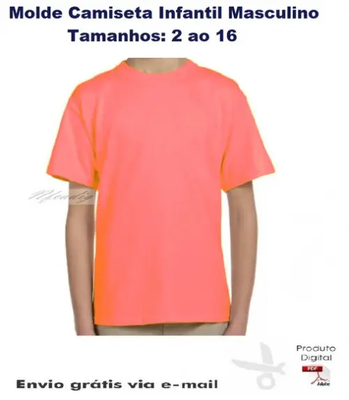 Molde Modelagem Camiseta Infantil Masculino 2 ao 16 #218