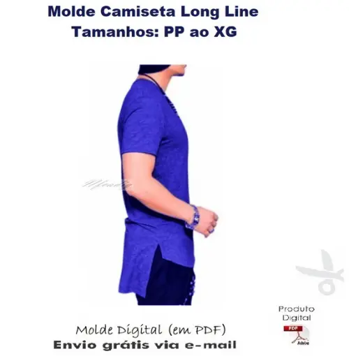 Molde Modelagem Camiseta Long Line Slim Fit #386