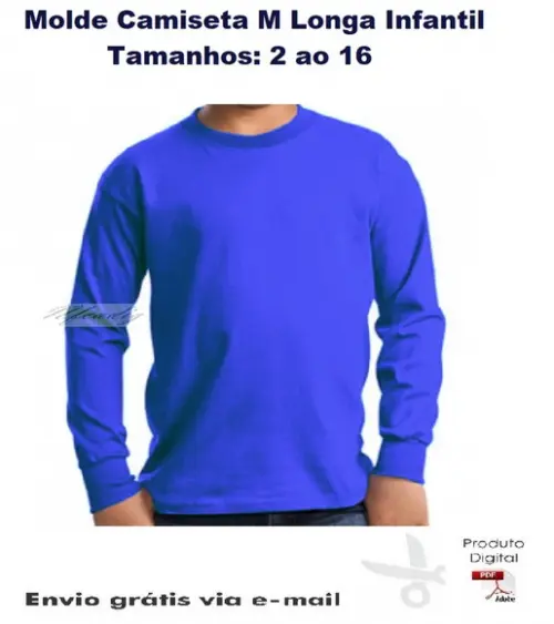 Molde Modelagem Camiseta Manga Longa Infantil Masculino #227