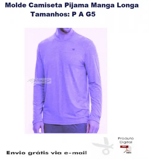 Molde Modelagem Camiseta Pijama Manga Longa #244