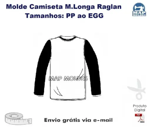 Molde Modelagem Camiseta Masculina Raglan M. Longa