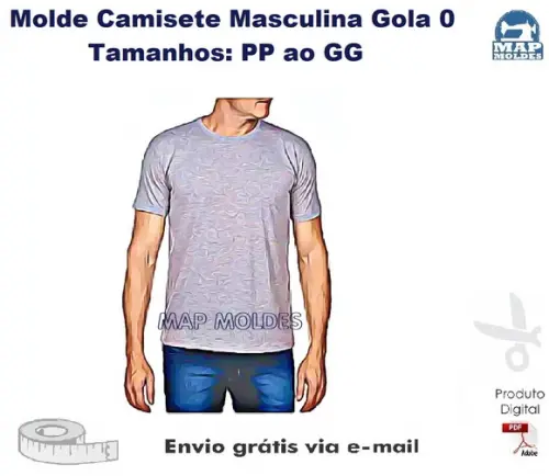 Molde Modelagem Camiseta Masculina Gola o