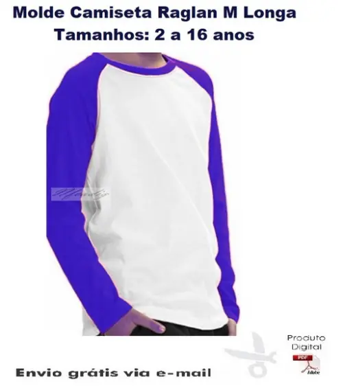 Molde Modelagem Camiseta Raglan Manga Longa #222