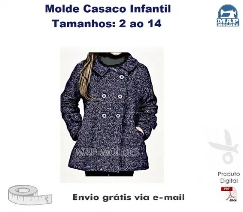 Molde Modelagem Casaco com Forro Infantil